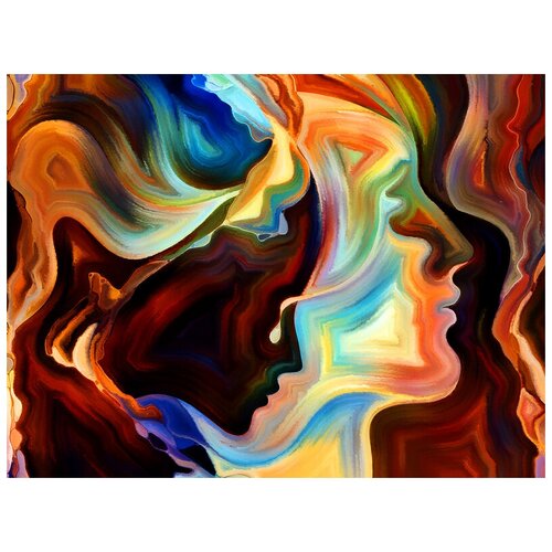 Интерьерная картина-обогреватель WarmART "Силуэты в цветных волнах" 60х100 см