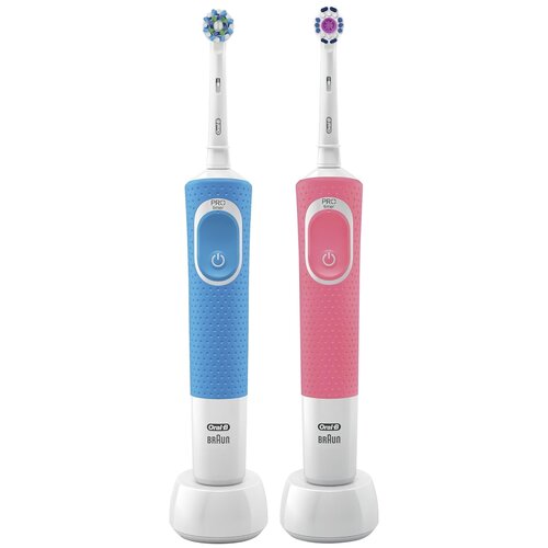 Набор электрических зубных щеток ORAL-B Vitality DUO D190/D100 голубая и розовая