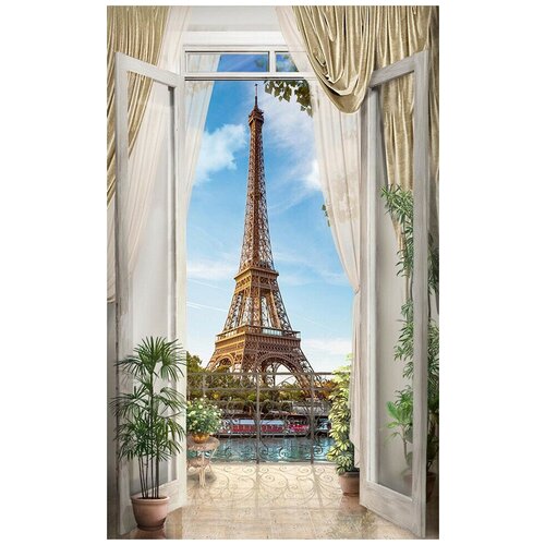 Интерьерная картина-обогреватель WarmART "Вид с балкона: Эйфелева башня" 100х60 см