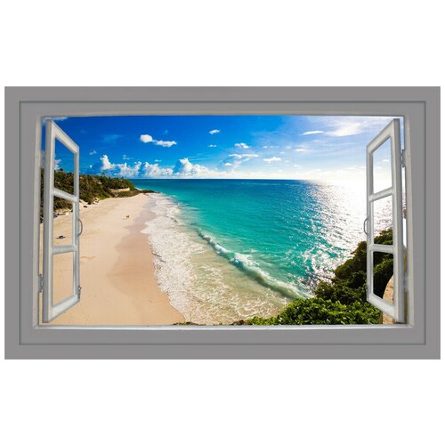Интерьерная картина-обогреватель WarmART "Вид из окна: пляж" 60х100 см