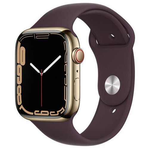 Умные часы Apple Watch Series 7 GPS + Cellular MKJX3FD/A 45мм Gold Stainless Steel Case with Dark Cherry Sport Band