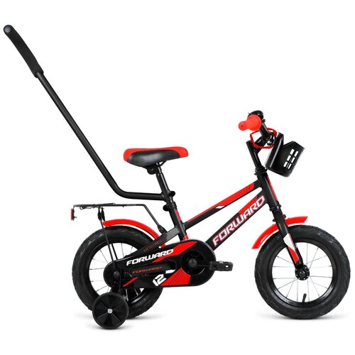 Детский велосипед FORWARD Meteor 12 (2021) черный/красный (требует финальной сборки)