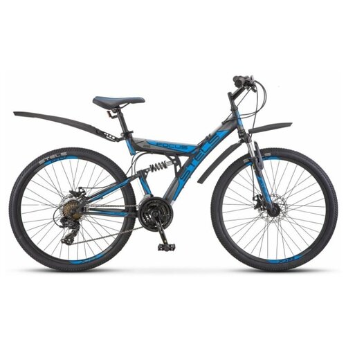 Горный велосипед STELS Focus MD 26 21-sp V010 черный/синий 18" 2018 (требует финальной сборки)