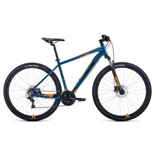 Велосипед горный хардтейл FORWARD APACHE 29 3.2 disc 29" 17" Бирюзовый/оранжевый RBKW1M39G020 2021