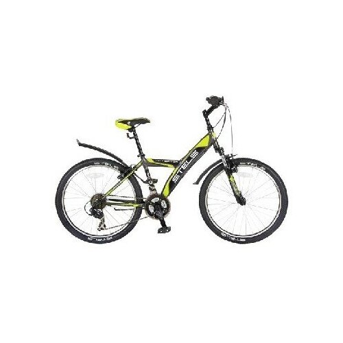 Подростковый горный (MTB) велосипед STELS Navigator-410 V 24" 21-SP V010*LU091557*LU082936 *12" Чёрный/жёлтый