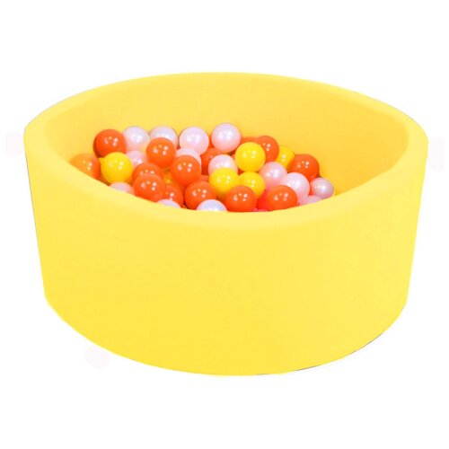 Kampfer Детский сухой бассейн Kampfer Pretty Bubble Цвет:Желтый Набор шариков:100 шаров (розовый/мятный/жемчужный/сиреневый)