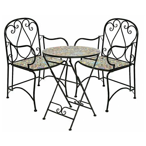 Садовая мебель с мозаикой андалусия (стол и 2 кресла)