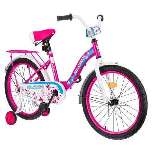 Велосипед 2-х колесный детский для девочек с дополнительными колесами. белый/розовый. арт. IT106084