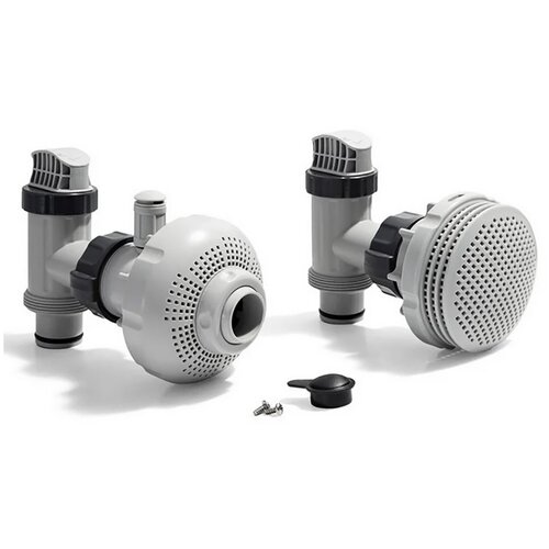 Комплект плунжерных клапанов с форсунками для подключения фильтрующего оборудования производительностью 4000-6000 л/час к шлангу на 38мм. Intex 26004