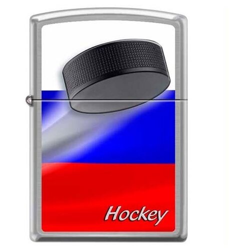 Зажигалка Российский хоккей серебристая. США! серебристый Zippo 200 RUSSIAN HOCKEY PUCK GS