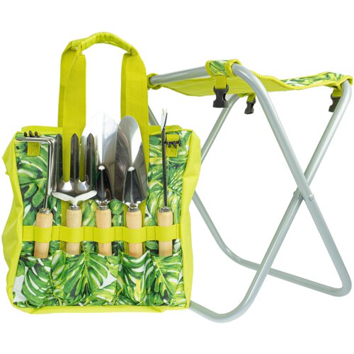Homy Mood для дачи / Набор садовых инструментов в сумке с табуретом/для сада и огорода