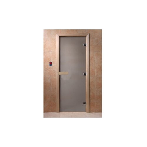 Дверь для бани стеклянная сатин матовая коробка 190x70 осина(3 петли