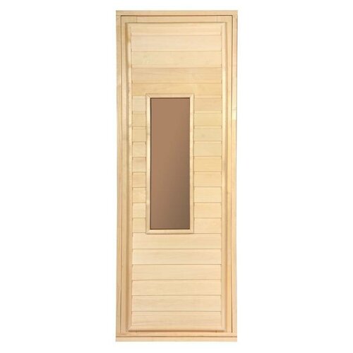 Дверь со стеклом (бронзовое) 19х07 млипа Класс А коробка из сосны с ручками и петлями в гофрокоробе Банные штучки 1 (32216)