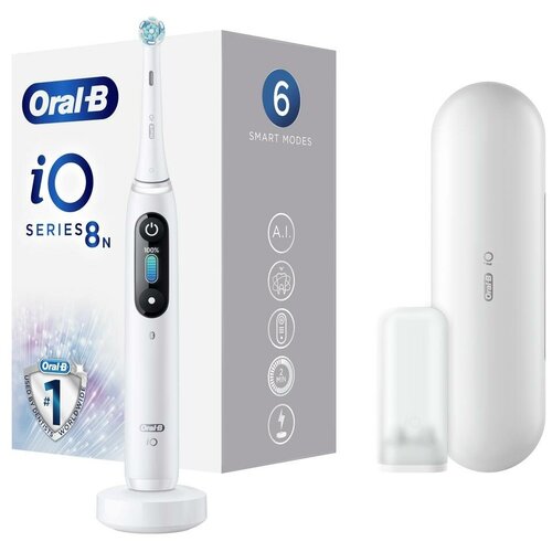 Электрическая зубная щетка с инновационной магнитной iO технологией Oral-B iO 8 White Alabaster
