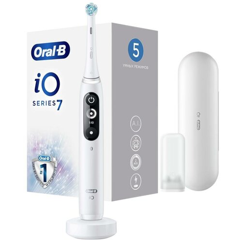 Электрическая зубная щетка с инновационной магнитной iO технологией Oral-B iO 7 White Alabaster