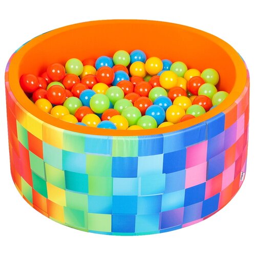 Сухой игровой бассейн “Неоновый заряд” 80х33 см с 200 шарами в комплекте: оранжевый
