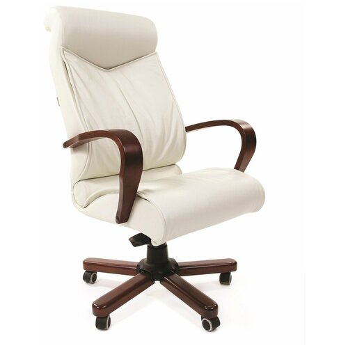 Компьютерное кресло для руководителя Chairman 420 WD Натуральная кожа белого цвета