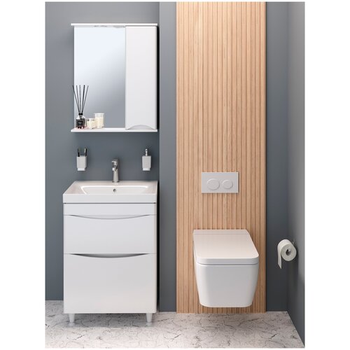 Мебель для ванной / Runo / Афина 60 / тумба с раковиной Moduo 60 / шкаф для ванной / зеркало для ванной