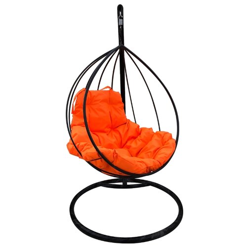 Подвесное кресло "Капля" цвет: Чёрный; подушка: Оранжевая