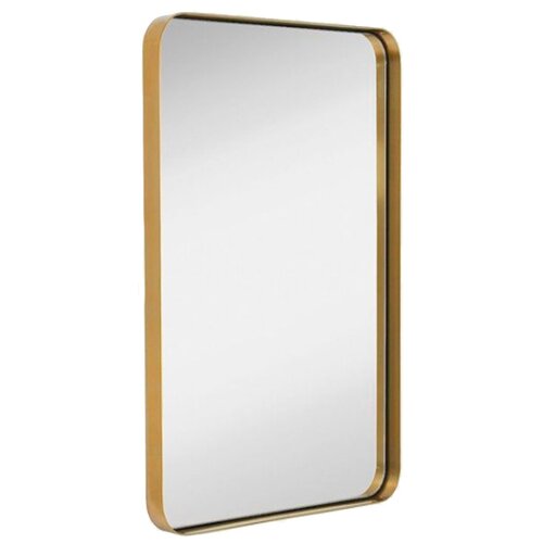 Настенное зеркало IFdecor прямоугольное с закругленными углами в раме Латунь 90х70