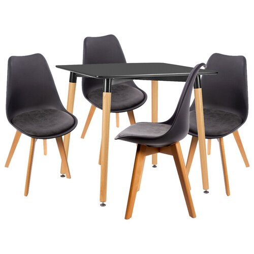 Обеденная группа стол Summer 80х80x75см и 4 стула Eames Bon / стол обеденный со стульями / стол и стулья для кухни / комплект кухонной мебели