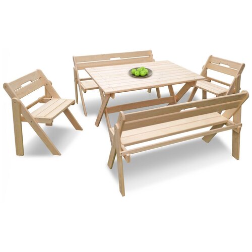 Комплект садовой мебели"на 6-8 человек" складной деревянный (Стол