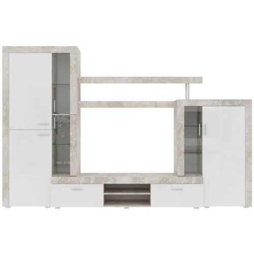 НК-мебель Стенка для гостиной Монтана СТ-1 (Мартин) Atelier/Белый глянец