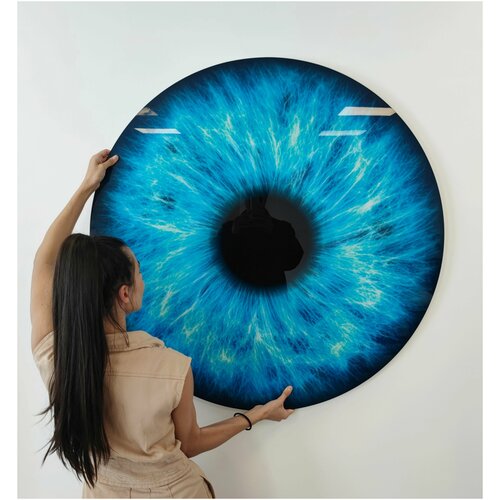 Большая круглая картина на закаленном стекле Blue Eye d100см ALUMOART