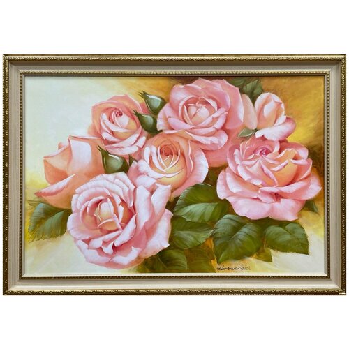 Картина маслом "Чайные розы"
