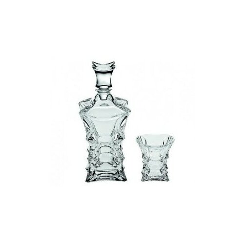 Хрустальные бокалы для виски Crystal Bohemia в комплекте со штофом