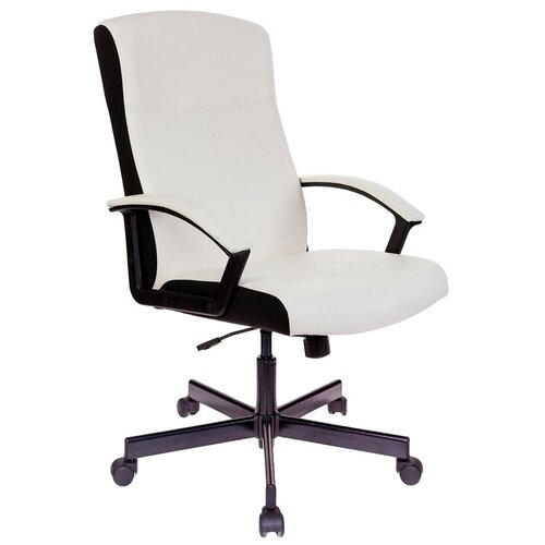 Кресло для руководителя Бюрократ Dominus белое/черное (экокожа/ткань/пластик/металл)