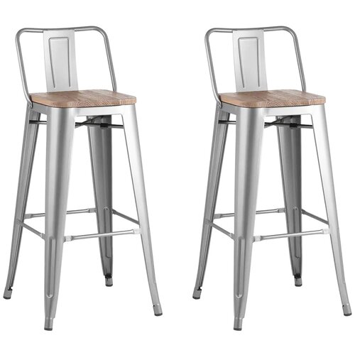 Комплект 2 барных стула металлических с спинкой Tolix Wood