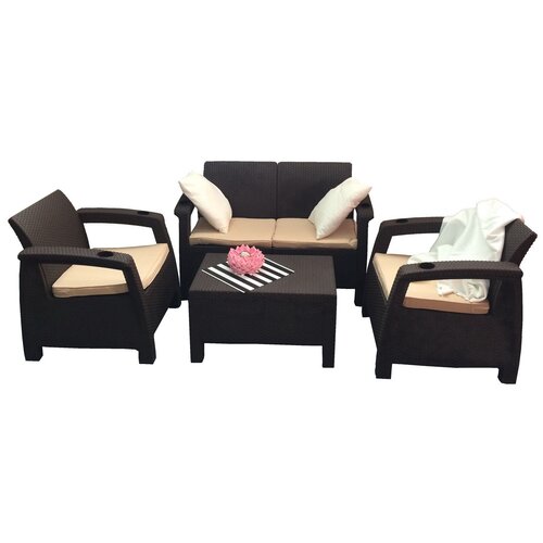 Комплект уличной мебели YALTA TERRACE (Ялта) темно коричневый из пластика под искусственный ротанг