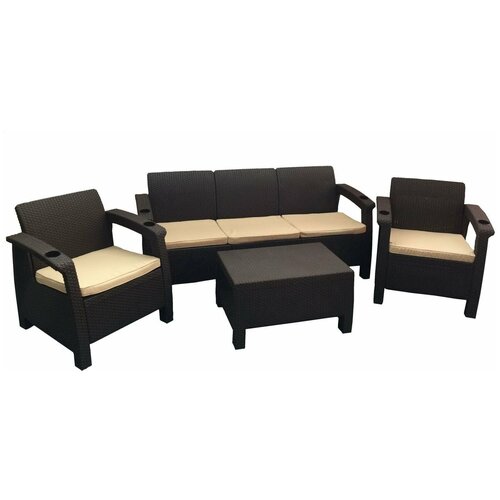 Комплект уличной мебели YALTA TERRACE MAX (Ялта) темно коричневый из пластика под искусственный ротанг