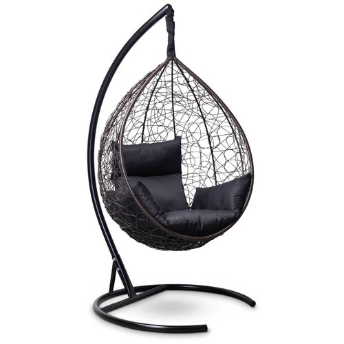 Подвесное кресло-кокон SEVILLA коричневый + каркас ( черная подушка)