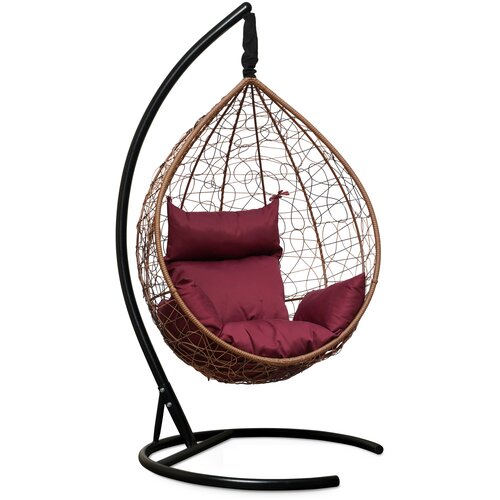Подвесное кресло-кокон SEVILLA черный + каркас (бордовая подушка)