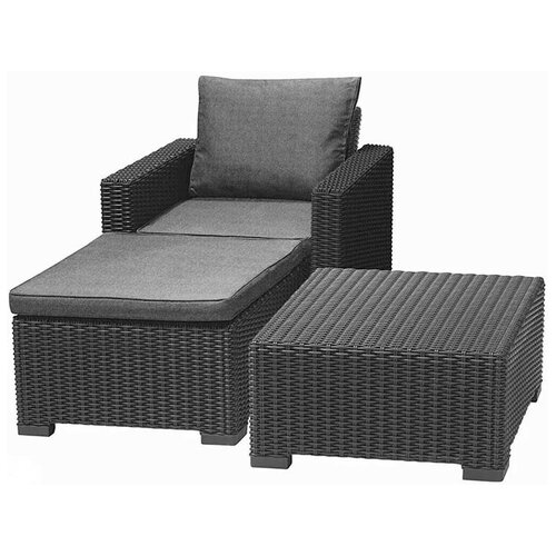 Комплект мебели Moorea table + chair + stool with cushion (графит) (17200418)
