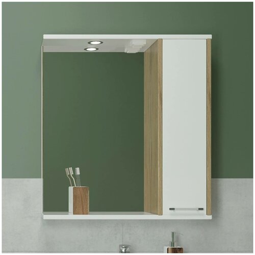 Зеркало шкаф для ванной с подсветкой EvaGold Шимо 65 открытая полка 19х65х70