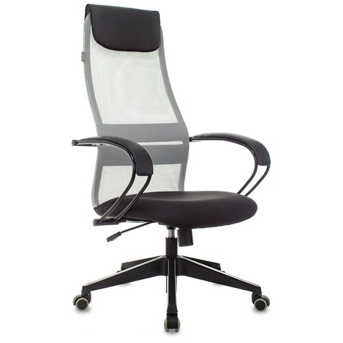 Кресло руководителя Бюрократ CH-607 светло-серый TW-02 сиденье черный сетка/ткань с подголов. крестов. пластик