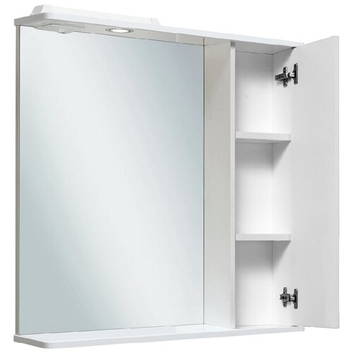 Зеркало шкаф для ванной / с подсветкой / Runo / Барселона 65 /правый / полка для ванной
