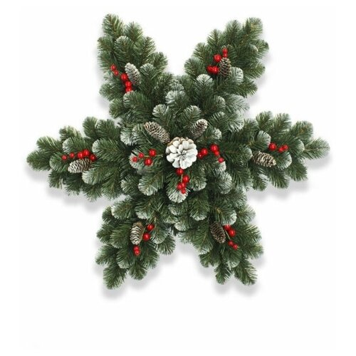 Декоративная снежинка Сабрина диаметром 70 см из искусственных еловых веток с шишками и ягодами для новогоднего декора интерьера от Gerard de ros