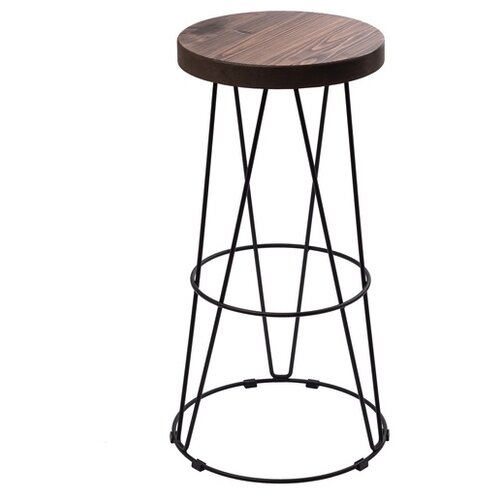 Барный стул ilwi MBL-W-SL-O-1-W/1/3 для кухни высокий из металла с деревянным сиденьем толщиной 40 мм в стиле лофт