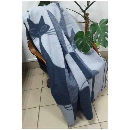 Одеяло из мериносовой шерсти тканое "Кошки". 170х205
