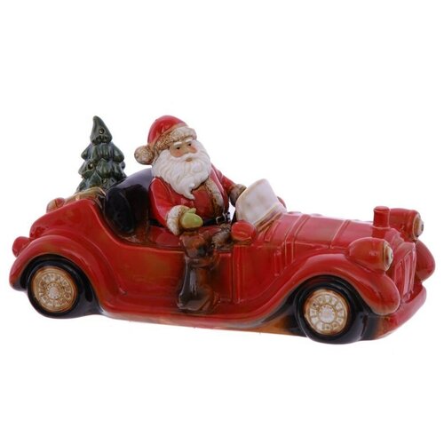Фигурка декоративная "Дед Мороз на машине" с подсветкой (3хААА)