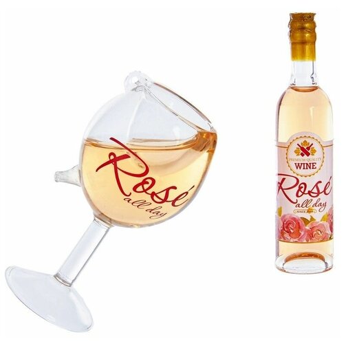 Kurts Adler Набор стеклянных елочных игрушек Вино Rose - Cotes de Provence 10-11 см