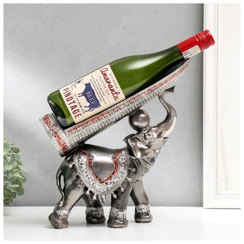 Сувенир полистоун подставка под бутылку "Грифельный слон" 29.5х29х10 см