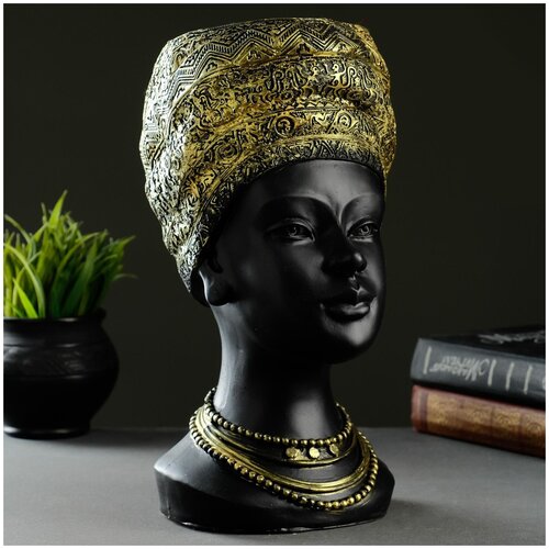 Ваза "Африканка" черная с золотом