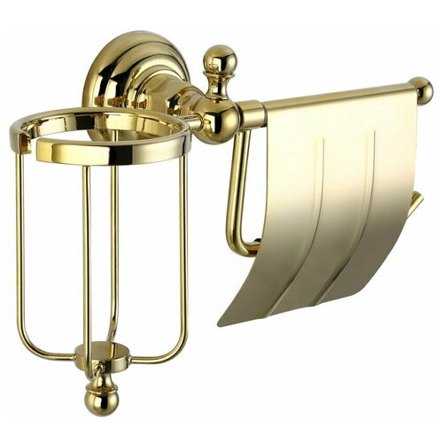 Держатель металлический для туалетной бумаги и освежителя воздуха настенный Elghansa PRK-360 GOLD