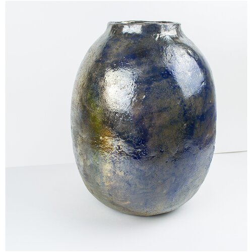 Синяя интерьерная ваза ручной работы. Высота 35 см