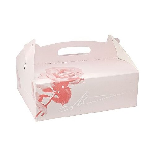 Коробка для пирожных PAPSTAR ДхШхВ 260х220х90 мм картон розовая 1 уп 15 шт